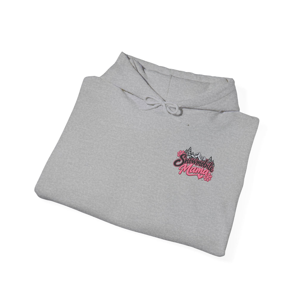 Snowmobile Mama Winter Hoodie – Women’s Snowmobile Graphic Sweatshirt | Cozy Winter Outdoor Hoodie 🩷❄️🏔️