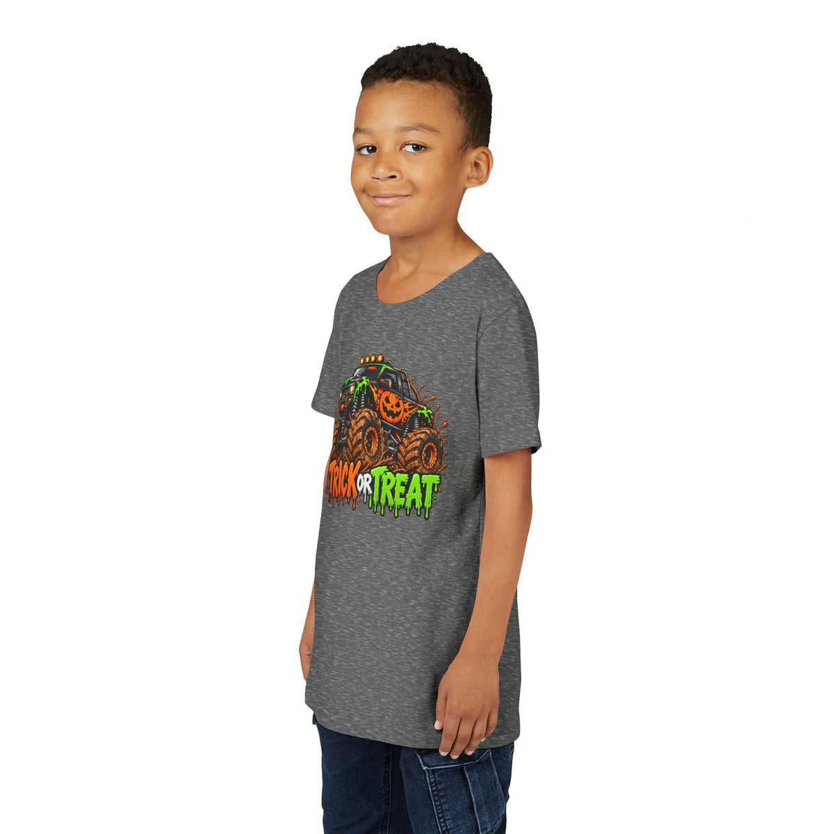 Trick or Treat Monster Truck Kids Halloween Sweatshirt | Cozy Chaos Kid 🎃🏁👻