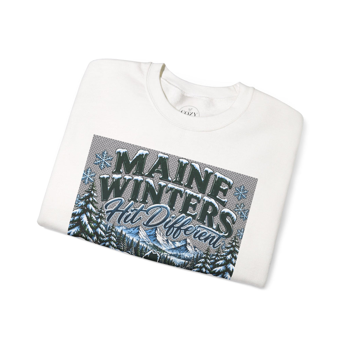Maine Winters Hit Different Crewneck Sweatshirt – Cozy Maine Winter Mountain Sweater ❄️🌲🏔️