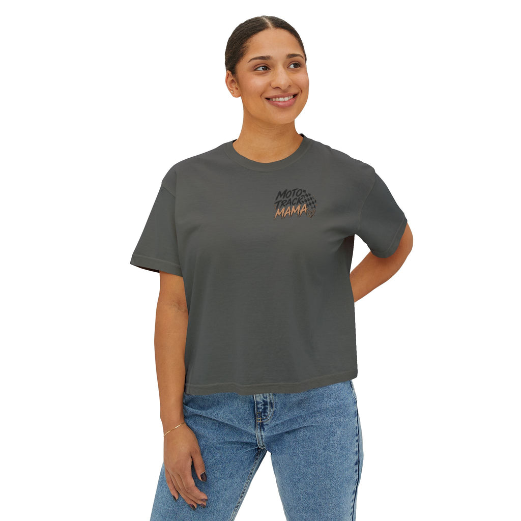 Moto Track Mama – Motocross Mom Graphic CropTee 🏁🤎