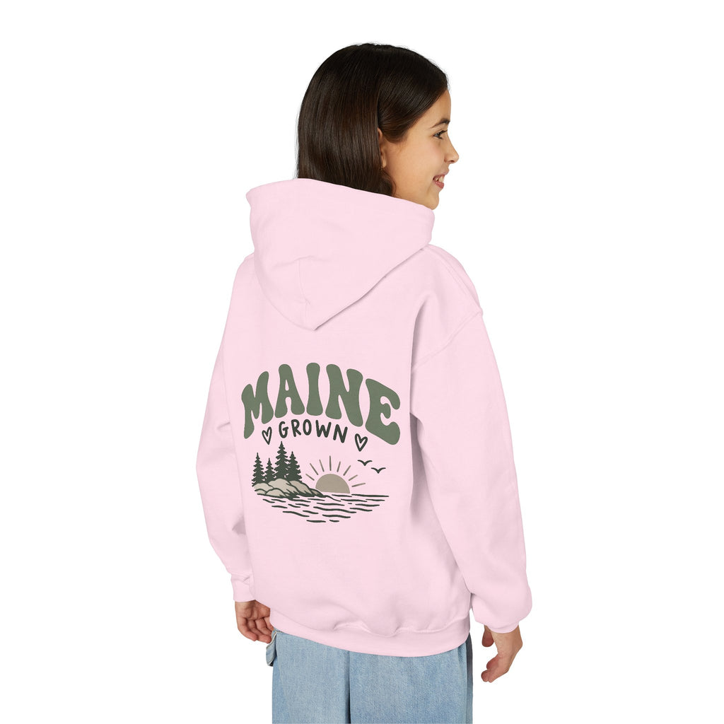 Maine Grown Kids Sweatshirt – Cozy Outdoor Pine Tree & Sunset Crewneck
