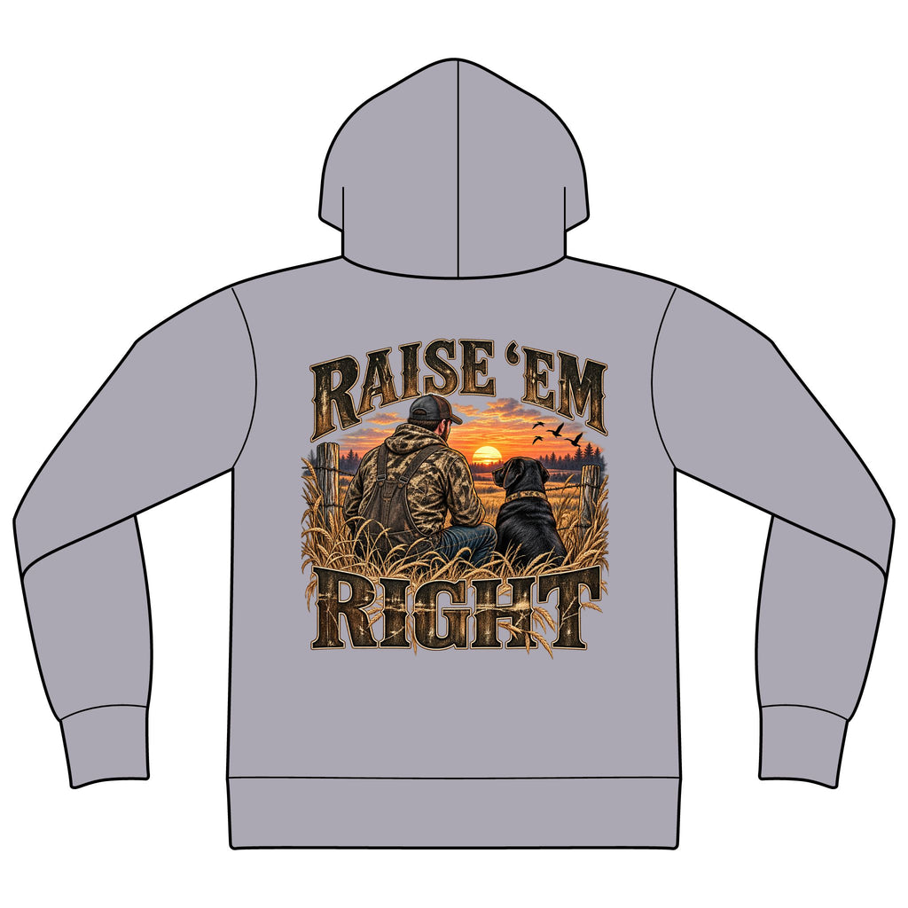 Raise ’Em Right Country Men’s Hoodie | Farmer & Dog Graphic Sweatshirt