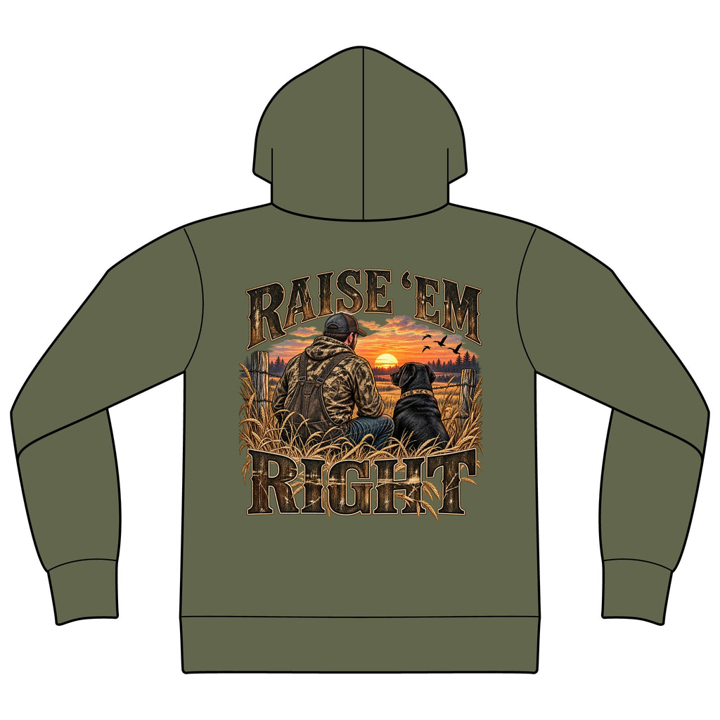 Raise ’Em Right Country Men’s Hoodie | Farmer & Dog Graphic Sweatshirt