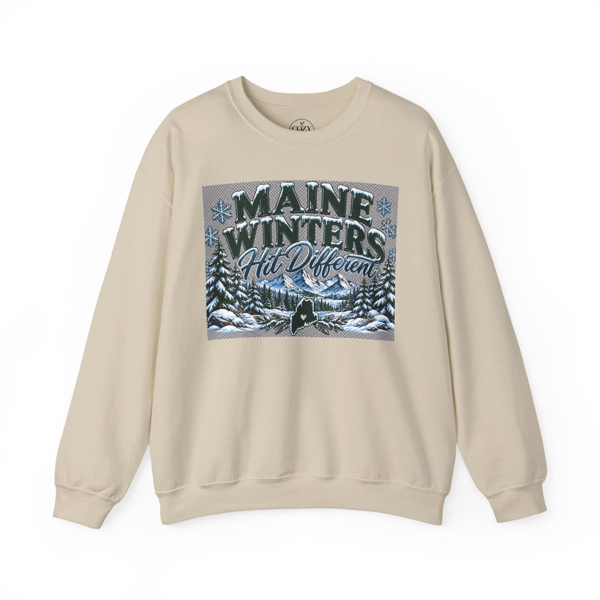 Maine Winters Hit Different Crewneck Sweatshirt – Cozy Maine Winter Mountain Sweater ❄️🌲🏔️