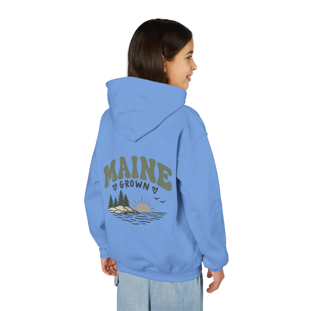 Maine Grown Kids Sweatshirt – Cozy Outdoor Pine Tree & Sunset Crewneck