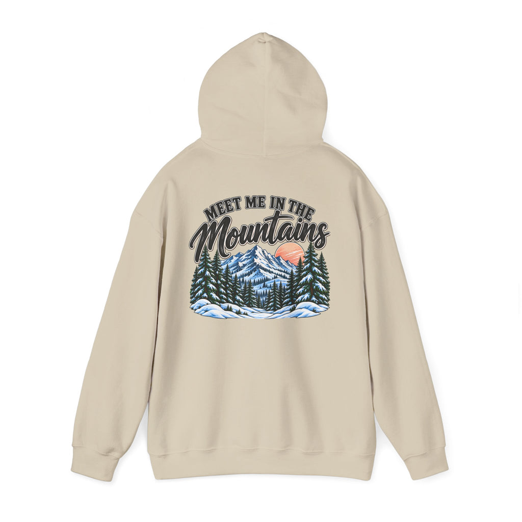 Meet Me in the Mountains Hoodie – Cozy Winter Mountain & Pine Tree Sweatshirt 🏔️🌲❄️