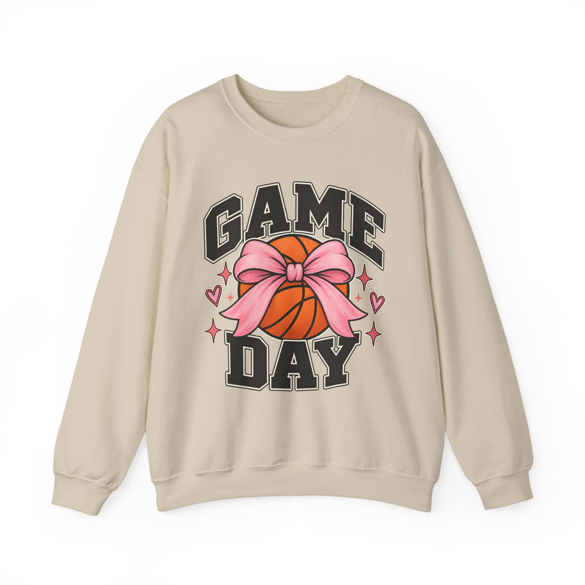 Game Day Pink Bow Basketball Crewneck Sweatshirt 🏀🎀