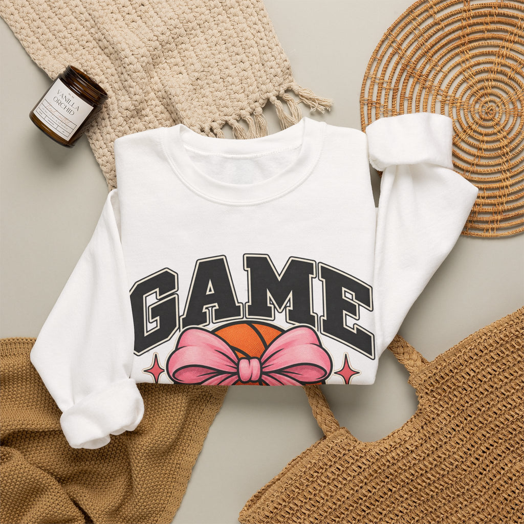 Game Day Pink Bow Basketball Crewneck Sweatshirt 🏀🎀